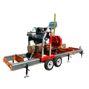 Automatic Band Saw Gas / Diesel / Electric Portable Wheels Mini Outdoor Band Saw Machine