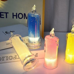 Luxury Led Iridescent Candles <b>Battery</b> <b>Operated</b> Flameless Candle Gift Home Wedding Decor Electric Pillar Unique Starry Sky Candle - Product Image 3