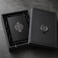Carnet personnalisé LABON en cuir PU style gothique avec breloque croix argentée et crâne, couverture rigide, style motard rock, OEM
