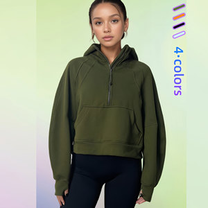 Sudadera con Capucha <span class=keywords><strong>de</strong></span> Forro <span class=keywords><strong>Polar</strong></span> <span class=keywords><strong>para</strong></span> <span class=keywords><strong>Mujer</strong></span>, con Media Cremallera y Logotipo Frontal, Informal, <span class=keywords><strong>para</strong></span> Yoga, Otoño e Invierno, Cortavientos y Cálida - Product Image 6
