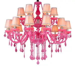 Indoor Moderne Kristallen Kroonluchter Creatieve Thuis Meisje Prinses Slaapkamer Eenvoudige Schoonheid Salon Roze Plafondlamp Hanglamp