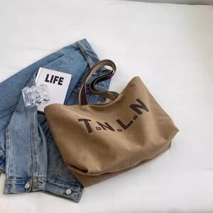 <b>Large</b> Capacity <b>Canvas</b> Tote <b>Bag</b> with Leather Handle Reusable Handbag with ODM Service - Product Image 1