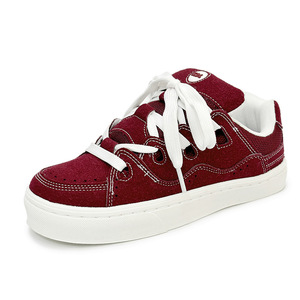 Mocasines de gamuza roja de suela gruesa, estilo retro, para hombre y mujer, zapatos casuales de skate, zapatos para estudiantes - Product Image 5