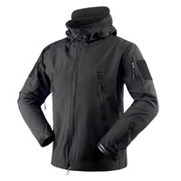 Chaqueta Táctica con Capucha para Exteriores, Cálida, de Softshell, con Bolsillos con Cremallera Seguros para Entrenamiento de Campo y Uso Diario