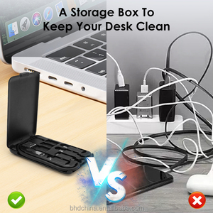 Adaptateur USB de charge sans fil 15W Câble de charge Micro USB Adaptateur USB C L Câble de charge multiple Boîte de rangement Porte-carte <span class=keywords><strong>SIM</strong></span> - Product Image 2