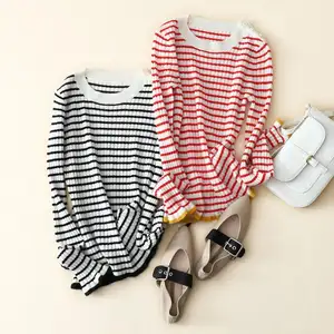 Sweater Wanita Lengan Panjang Rajut, Sweater Kasmir Lengan Panjang Gaya Mode Mewah Khusus Grosir