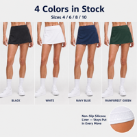 Jupe-short de tennis pour femme, séchage rapide, 2-en-1, avec short intégré, anti-exposition, pour la course et le fitness, taille haute, avec poche, vente en gros