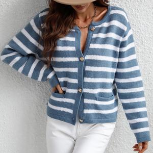 <span class=keywords><strong>Cardigan</strong></span> a righe con bottoni lavorato a maglia maglione taglie forti donna maglione donna donna maglione all'ingrosso - Product Image 6