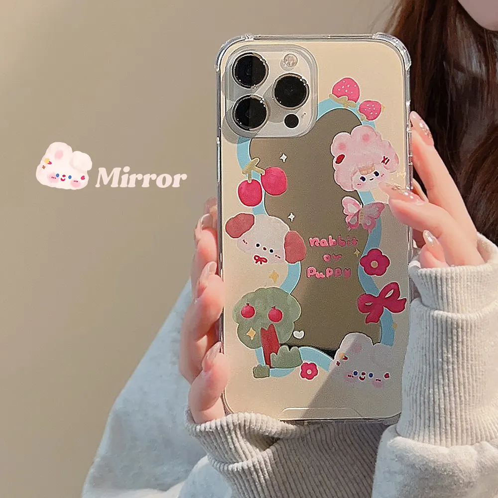 Oil painting ins makeup mirror phone case mirror protection cover For iPhone 7/8 Plus X XS 11 12 13 Pro Max 14 Phone Shell