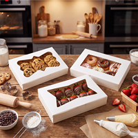 Boîtes à biscuits blanches en gros avec fenêtre transparente, emballage pliable en papier pour pâtisseries et gâteaux