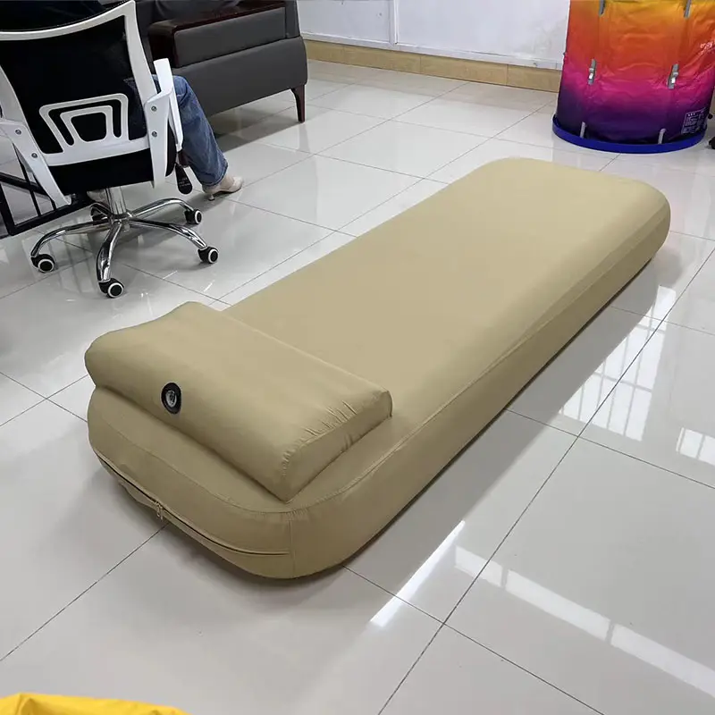 Materassi futon con singolo letto gonfiabile rialzato, letto gonfiabile pieghevole con cuscino, copertura in nylon in tessuto Oxford