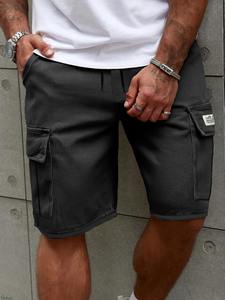 Pantalones Cortos Deportivos <span class=keywords><strong>para</strong></span> <span class=keywords><strong>Hombre</strong></span>, Sólidos, Transpirables, de Tela de Lona Ecológica, Cintura Media, Cierre con Cordón, Secado Rápido, Diseño con Múltiples Bolsillos - Product Image 2