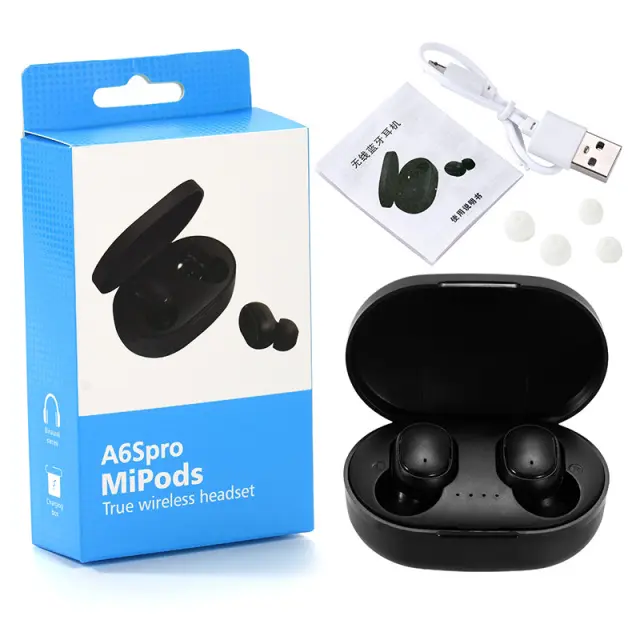 A6s TWS Bass Headset Wireless Headphone Earphones Sports Mini Stereo in-Ear for xiaomi huawei iphone Blue tooth phone Earpieces
