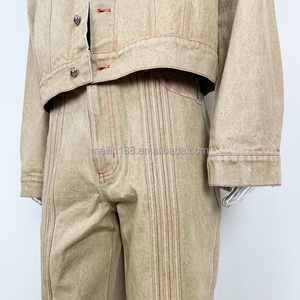 Ensemble deux pièces en jean et vestes en denim, style vintage délavé, personnalisable OEM, haute qualité, pour hommes - Product Image 6