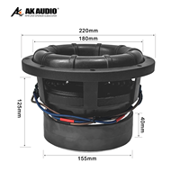 Caisson de basses à panier en aluminium AK-S802 de 8 pouces avec design ventilé Caisson de basses de 500W RMS double 4 ohms