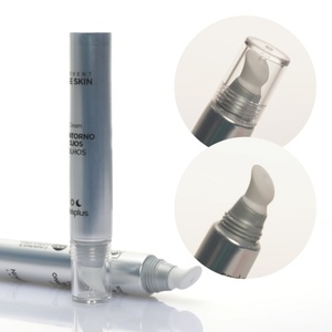 Tube de crème pour les yeux argenté avec logo personnalisé, tête de brosse massante en acier inoxydable, emballage cosmétique vide en plastique souple à presser pour soins de la peau - Product Image 6