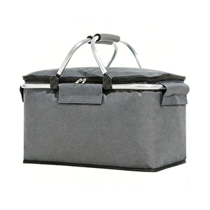 Grand panier de pique-nique pliable, sac isotherme avec cadre métallique pour le camping en plein air et les voyages - Product Image 4
