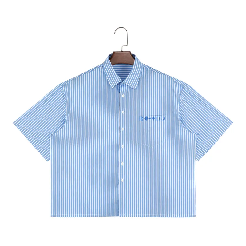 Chemise de vacances hawaïenne à boutons avec logo brodé pour hommes de marque de niche personnalisée version ample