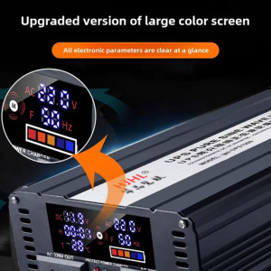 เครื่องแปลงพลังงานแสงอาทิตย์แบบคลื่นไซน์เดี่ยว 24V 1500W ปรับแต่งได้ พร้อมระบบสำรองไฟ (UPS) 3000W แบบสองเอาต์พุต AC สำหรับเครื่องปรับอากาศภายในบ้าน รุ่น HJ-UPS-12-1500 S - Product Image 4