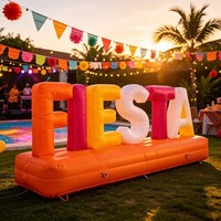 Lettres gonflables géantes 3D personnalisées avec base lumineuse, panneau imperméable pour les fêtes d'Halloween et de Noël, installation facile et durable