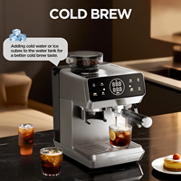 Cafetera Espresso Todo en Uno de Acero Inoxidable, Semiautomática, con Pantalla Táctil Inteligente, 20 Bares, con Sistema de Agua Caliente para Uso Doméstico y Hotelero
