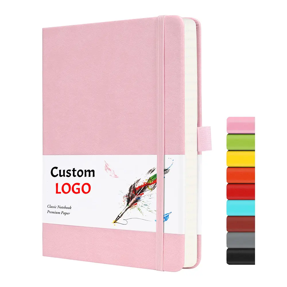 A4 A5 A6 logotipo personalizado libro de notas liso impresión personalizada Lino cuaderno de diario de tapa dura