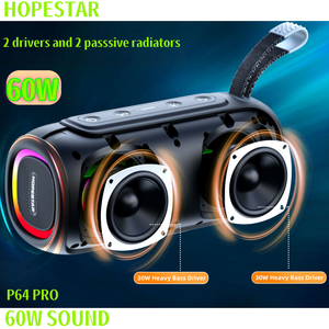 60W Mạnh Mẽ Không Dây Ngoài Trời Không Thấm Nước Đi Bộ Đường Dài Âm Nhạc Loa Bass Loa Siêu Trầm Stereo Loa Tăng Boombox USB/TF/AUX - Product Image 2
