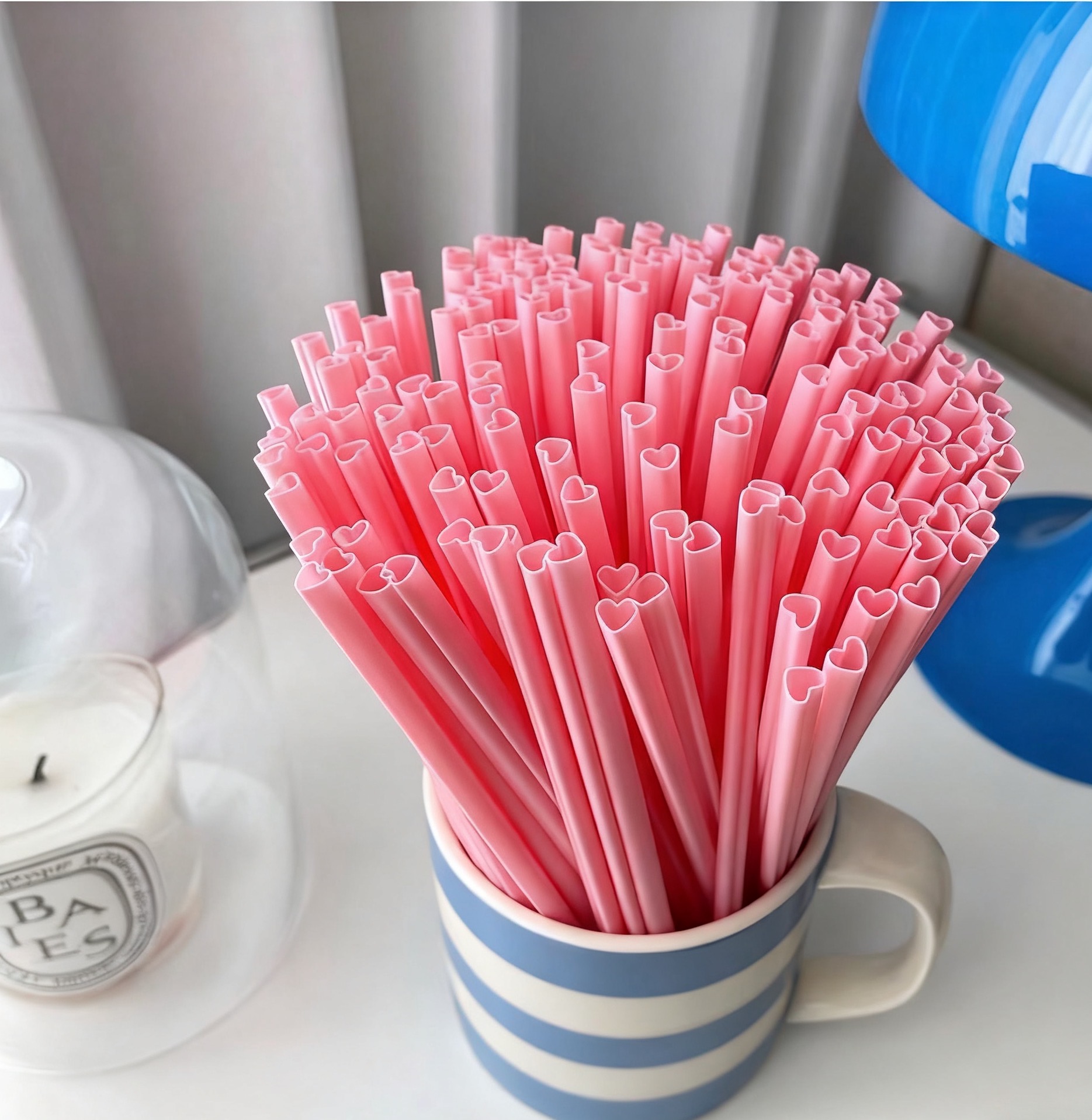 Hot Sale Disposable Individually Wrapped 6mm PP Plastic Straws Heart Shape Straws For Valentine's Day
