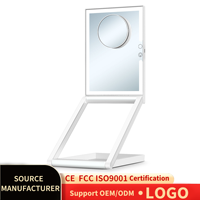 New Multifunctional Desktop Portable Folding Led Square Standing Cosmetic Mirror Plastic Frame Glass Storage Box 10 Times