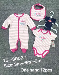 Set pakaian dua potong bayi laki-laki perempuan, baju piyama produk lengan panjang katun Logo kustom untuk anak bayi laki-laki dan perempuan