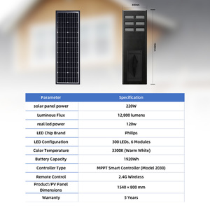 ไฟถนนอลูมิเนียมกลางแจ้ง ESG ราคาขายส่ง IP66 กำลังไฟ 100W 220W 300W แบบรวมพลังงานแสงอาทิตย์ LED - Product Image 3