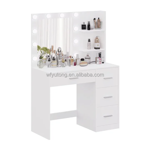 Meubles de chambre à coucher Coiffeuse Vanity Fair avec tabouret Miroir d'éclairage et prise de courant Table de <span class=keywords><strong>vanité</strong></span> compacte - Product Image 3