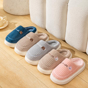 شبشب نسائي شتوي أنيق ومتوفر بالمخزون، حذاء منزلي ناعم وداخلي، شبشب منزلي للأزواج، حذاء مسطح دافئ من القطيفة - Product Image 3