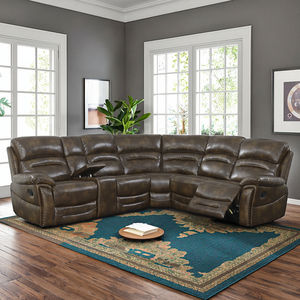 Sofá de esquina reclinable de cuero Air de bienvenida caliente con consola de almacenamiento extensible para salas de estar muebles para el hogar - Product Image 3