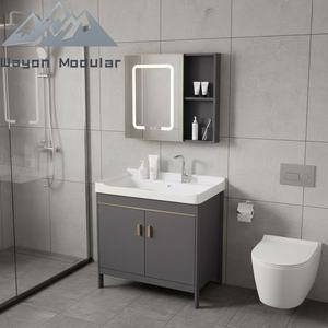 Ensemble de meuble-lavabo gris moderne Wayon avec miroir LED intelligent intégré et vasque en céramique pour projets résidentiels de luxe WW-YSG - Product Image 2
