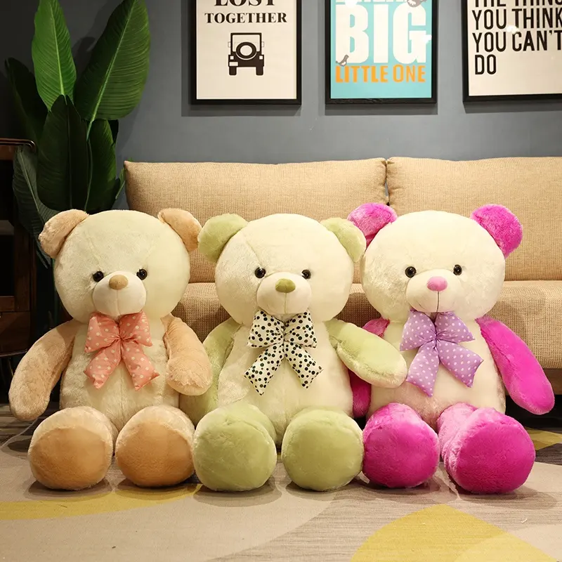 1pc 60ซม.น่ารักหมีโบว์ของเล่นตุ๊กตาBig Bearsหมอนตุ๊กตายัดนุ่มของเล่นคนรักสาวของขวัญวันเกิดวาเลนไทน์