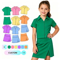 Modieus design meisjes kinder zachte polyester korte mouw effen kleur tweedelig actief sportset voor gym yoga training
