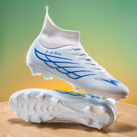 Chaussures de football montantes unisexe, tige en PVC, semelle extérieure en caoutchouc, crampons longs, antidérapantes, durables, modèle F2002, vente en gros usine