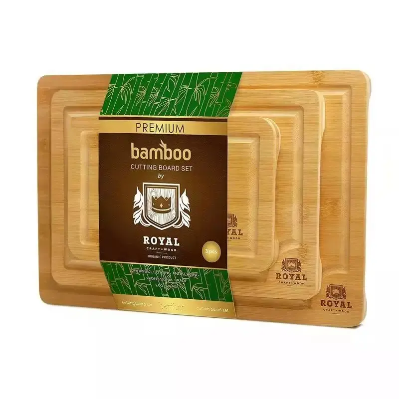 Kitchen Food-grade Organic Cutting Board Wood Chopping Blocks Bamboo Chopping Board Set Bamboo Cutting Board Set Of 3pcs