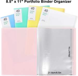 Carpeta Portafolio con 40 Bolsillos, Carpeta Portafolio <span class=keywords><strong>de</strong></span> 8.5" X 11", Carpeta con Capacidad para 80 Páginas con Fundas <span class=keywords><strong>de</strong></span> Plástico, Carpeta <span class=keywords><strong>de</strong></span> Plástico para la Escuela - Product Image 3