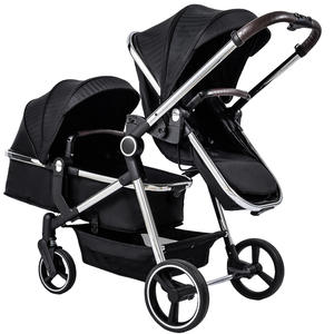 Cochecito de Bebé High View Negro de 4 Ruedas con Amortiguación, Portátil, para Recién Nacidos, Posición Sentada y Reclinada - Product Image 1