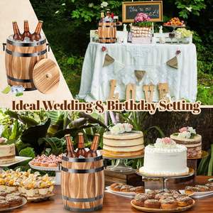 <span class=keywords><strong>Barril</strong></span> Enfriador de <span class=keywords><strong>Cerveza</strong></span> de Madera con Bandas Metálicas, Tapa y Diseño de Doble Pared, Capacidad de 1.5L para Fiestas al Aire Libre, Almacenamiento de Bebidas, Hogar, Jardín y <span class=keywords><strong>Barbacoa</strong></span> - Product Image 4