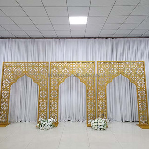 Romantic Carved Mirror Wedding <strong>Arch</strong> Gold <strong>Metal</strong> Stage Backdrop <strong>Frame</strong> for Festival Event Decor - Product Image 3
