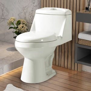 <span class=keywords><strong>WC</strong></span> monobloc en céramique à chasse d'eau horizontale, système siphonique, avec siphon en S intégré au sol - Product Image 2