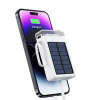 Chargeur solaire, batterie externe 4-en-1, câbles USB-C pour le camping, la randonnée, les voyages, les situations d'urgence en plein air, batterie de secours pour téléphone, lampe torche LED