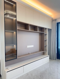 Kayu ตู้วางทีวีติดผนังดีไซน์แบบแข็งทันสมัยสไตล์บอร์ดไม้ - Product Image 5