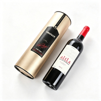 Tube en carton cylindrique personnalisé pour vin, boîte cadeau ronde en carton pour bouteille unique de vin rouge ou whisky, emballage pour cadeaux de fêtes