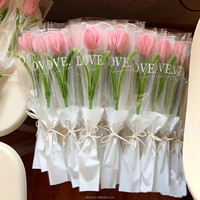 Bunga Tulip Chenille Stem Buatan Tangan Grosir, Hadiah Persahabatan untuk Pacar