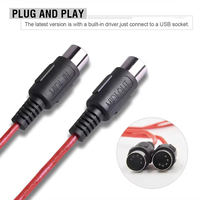 Câble MIDI USB Type-C vers DIN 5 broches avec blindage tressé et gaine en PVC, mâle-mâle, pour clavier musical, ordinateur, microphone, guitare