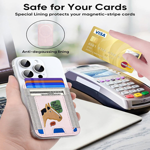 Portefeuille en cuir PU avec support <span class=keywords><strong>MagSafe</strong></span>, logo brodé personnalisé, portefeuille <span class=keywords><strong>MagSafe</strong></span> créatif, porte-carte d'identité avec cordon élastique - Product Image 4
